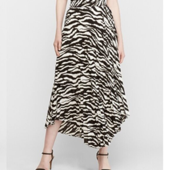 Express High Waisted Pleated Maxi Skirt Tiger Print L - Picture 1 of 10